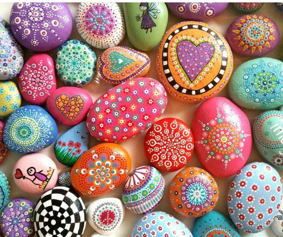 image of ellaborately painted rocks